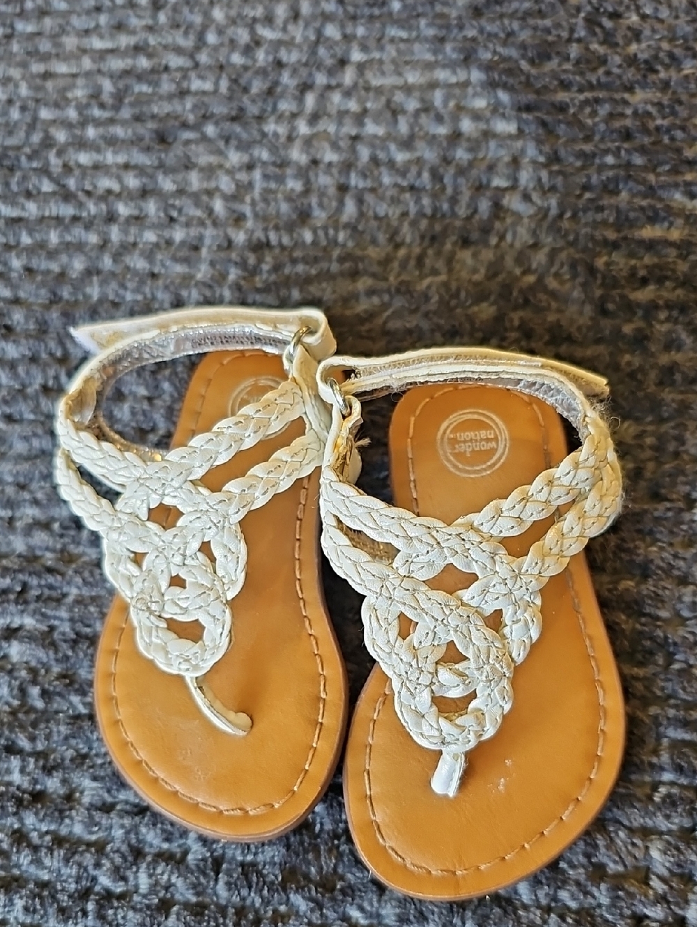 Wonder Nation Toddler Girls White Braided Strap Sandals Size 3